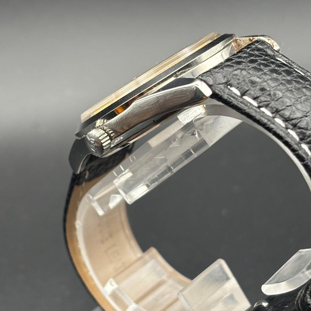 CITIZEN 53-8051 21 Jewels Hand Wind Watch Stainless Black Leather