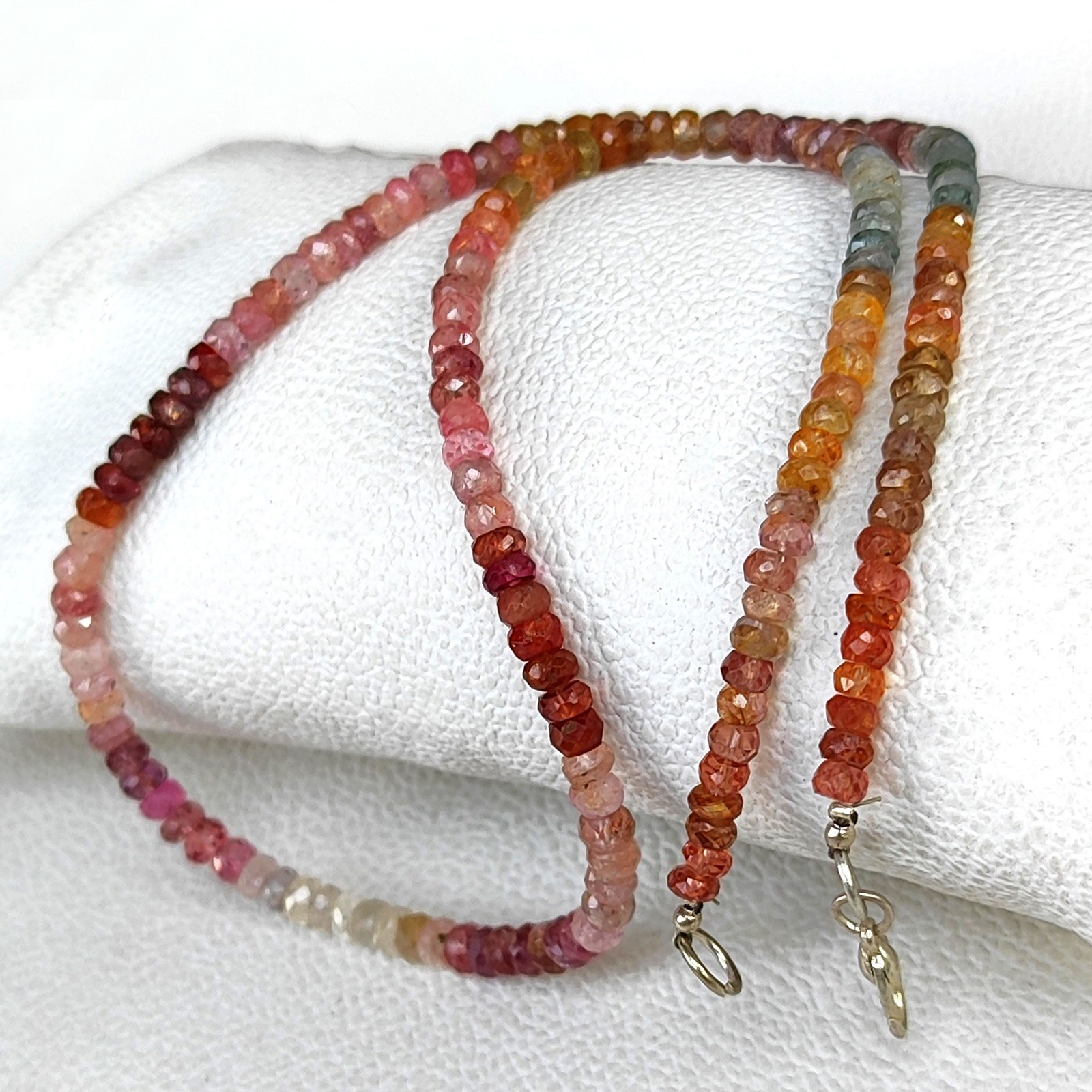 Multi Color Spinel 4-5mm Faceted Rondelle Gemstone Necklace 18″ Sri Lanka