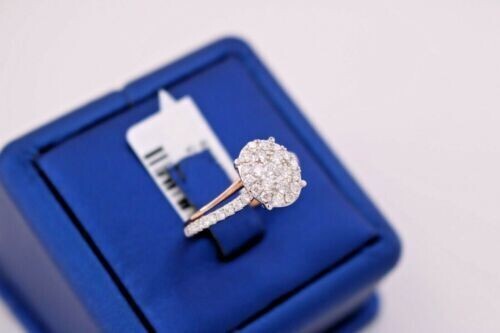 14K Two Tone 1.00 CT Diamond Ladies Cluster Ring, 3.6gm, Size 7, S14227