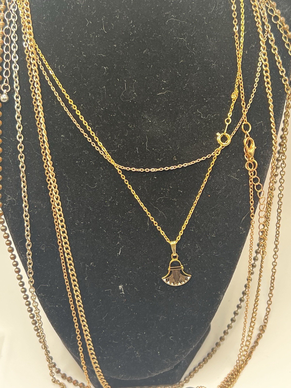 Fashion Jewelry Mixed Lot 10pc Gold Tone Necklaces Chains & Pendants Metal