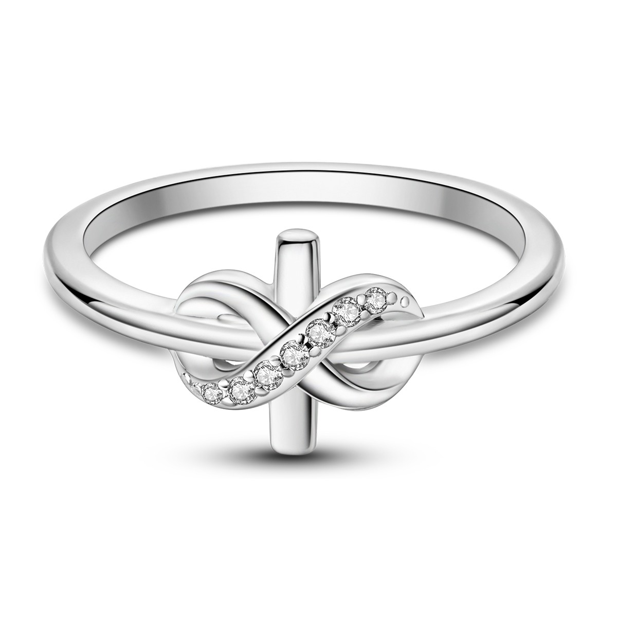LAZA Infinite Cross 925 Sterling Silver Finger Ring AAA Zircon Gift for Her