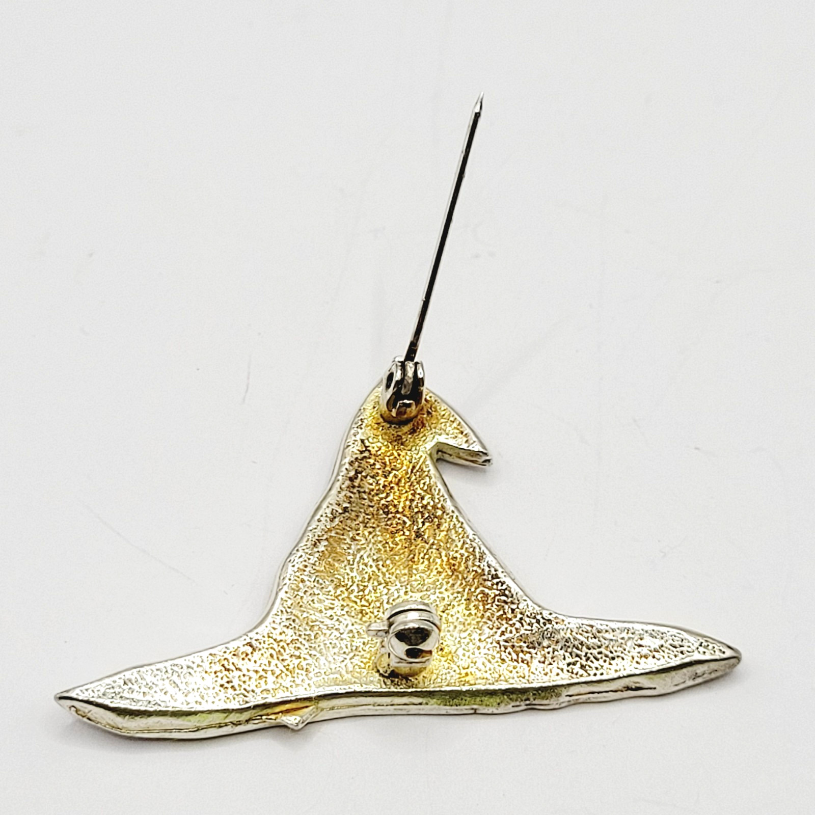 Number 1 Witch Black Witches Hat Metal and Enamel Halloween Vintage Brooch Pin