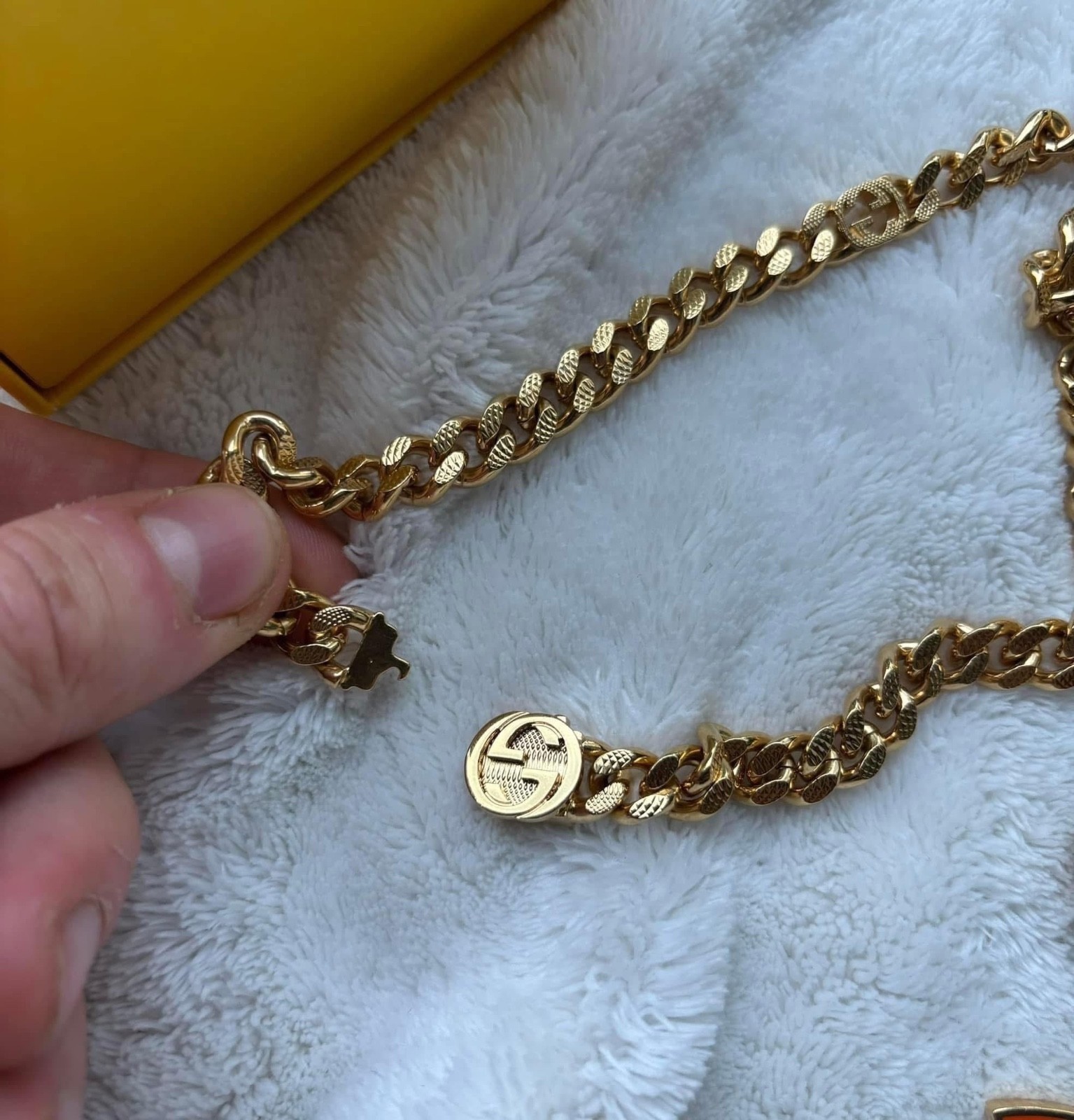 Gucci x Adidas Gold & Orange Pendant Logo Chain – $1250 – New