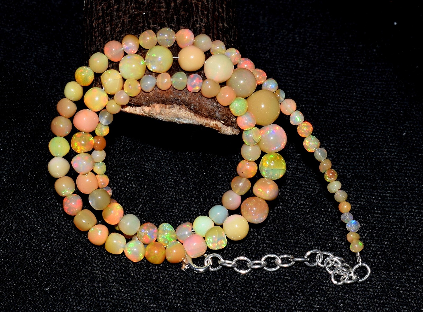 16″Natural Ethiopian Opal Wello Fire Opal Gemstone Beads Necklace Jewelry F3887