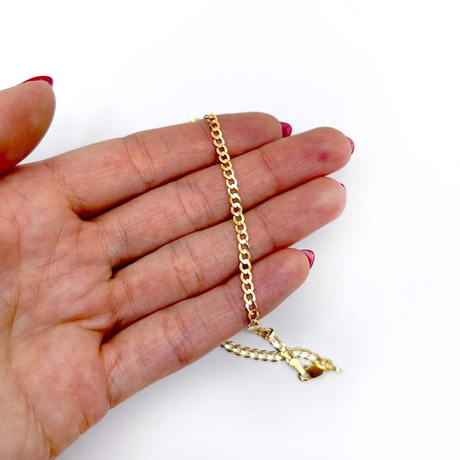 Solid 10K Gold Yellow 3mm Cuban Anklet Bracelet 10″