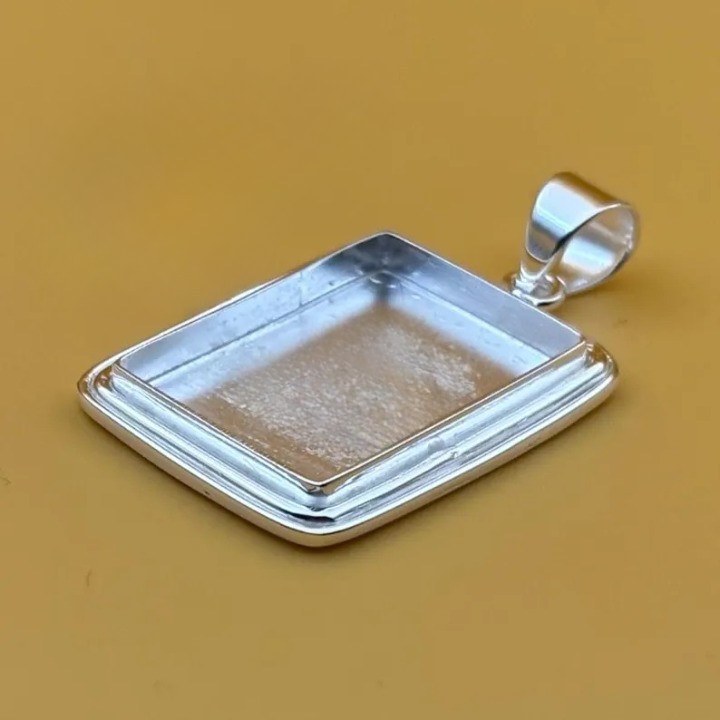925 Sterling Silver Rectangle Bezel Pendant Blank DIY Cabochon Setting All Sizes