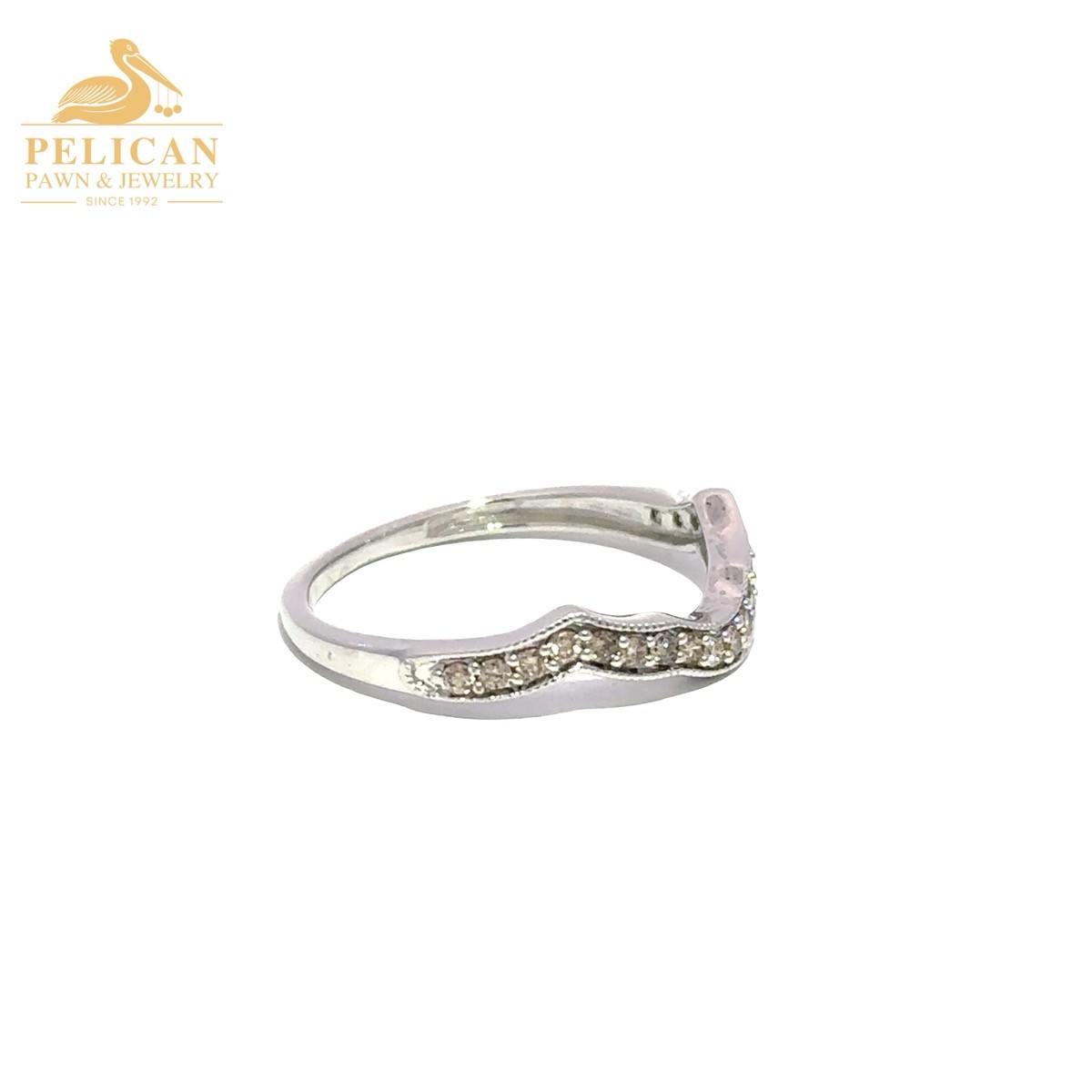 WOMEN’S 10K WHITE GOLD DIAMOND CONTOURED PAVE WEDDING BAND .140CTW ( (PDS037710)