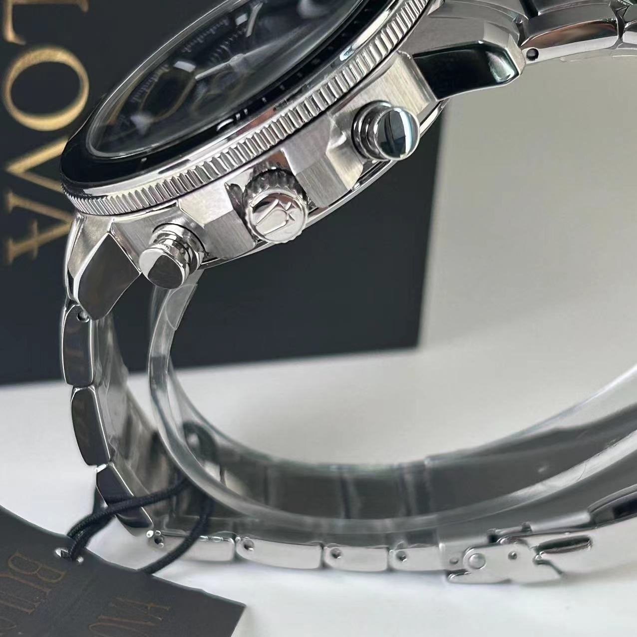 New Bulova Marine Star Black Dial Stainless Steel Men’s Quartz Watch 96B272 45mm