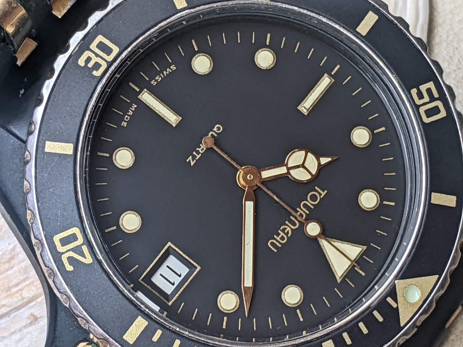 Vintage Tourneau 20 ATM Diver w/PVD Coated Monnin Case,ESA 555.111 Mvmt,Serviced