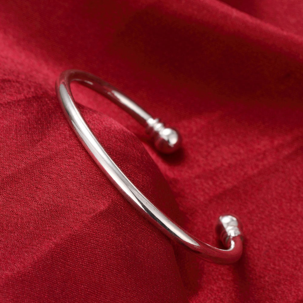 Elegant Womens 925 Sterling Silver Love Cuff Ball End Open Bangle Bracelet #B135