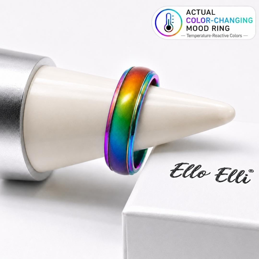 Mood Ring Color Changing 6mm Stainless Steel Comfort Fit Band for Men & Women