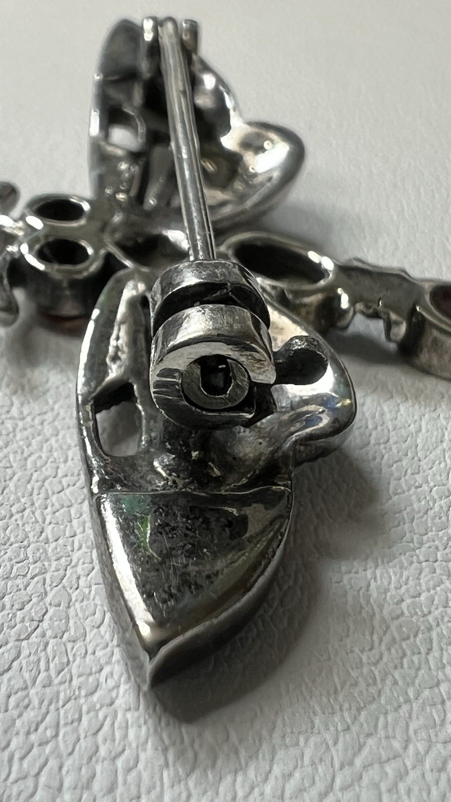 925 Silver Dragonfly Brooch Pin Enamel and Natural Stones Marcasite, 2.5 in