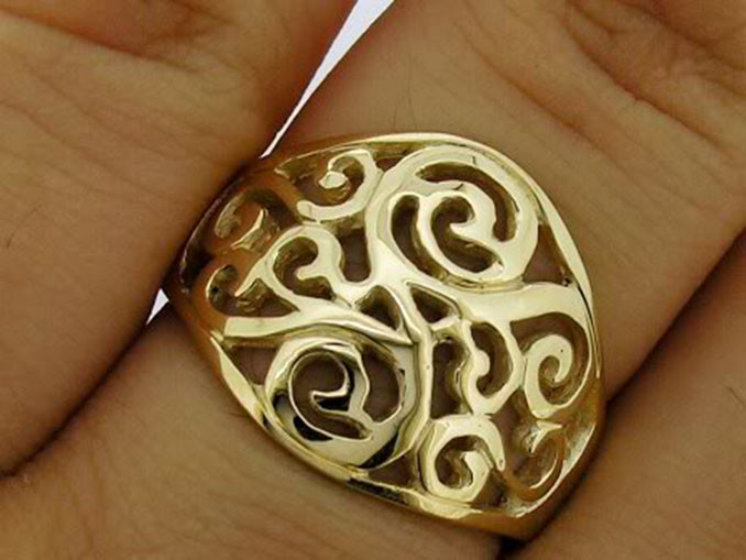 R089 Genuine 9ct 9K Solid Gold Filigree Scroll 16mm WIDE Dress Ring in your size