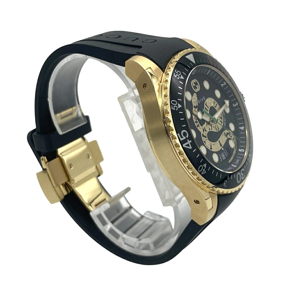 Used GUCCI YA136219 dive snake Wrist watch Men Quartz Gold