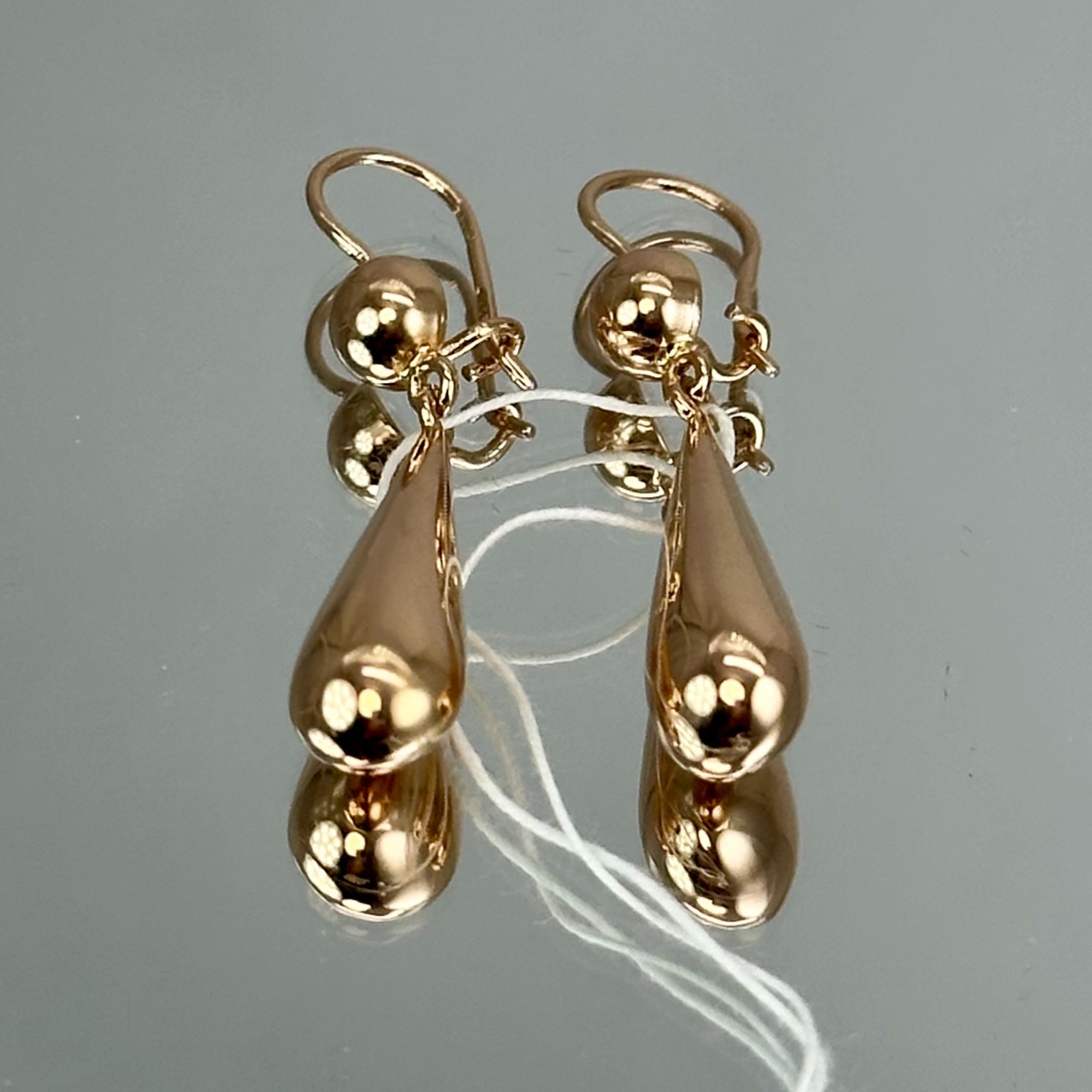 USSR Vintage Original 14K 583 Rose Gold Drop Dangle Earrings 1976 Odessa 3,93 g.