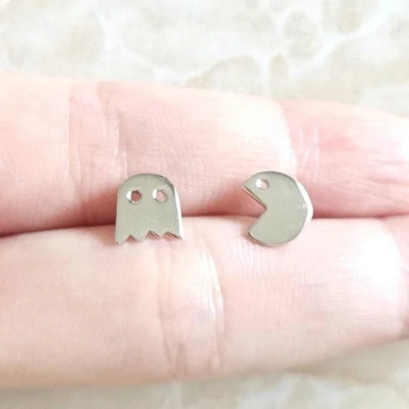 Pac Man Earrings Sterling Silver Video Game Lover Gift Birthday Gift Present Her