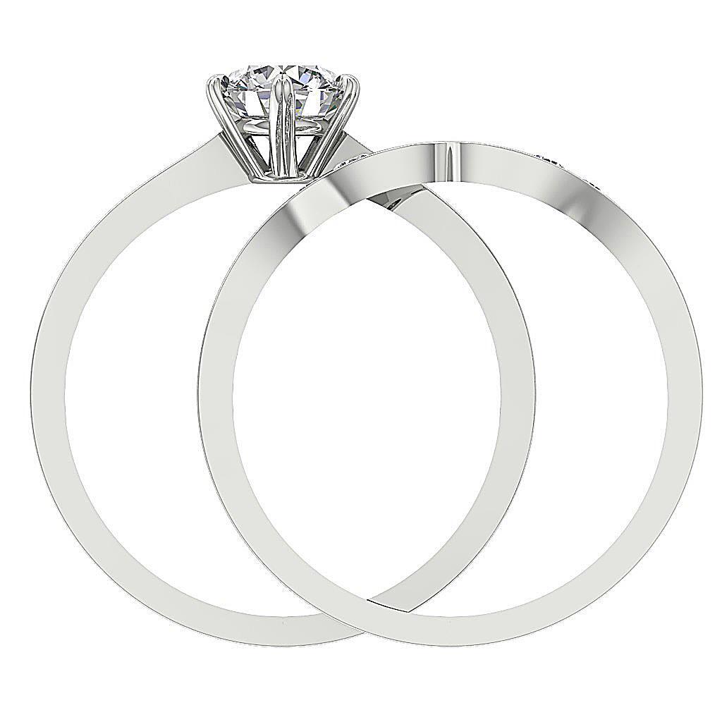 VS1 F 1.35 Carat Lab Grown Diamond Bridal Wedding Ring Set 14K Solid Gold 9.80MM