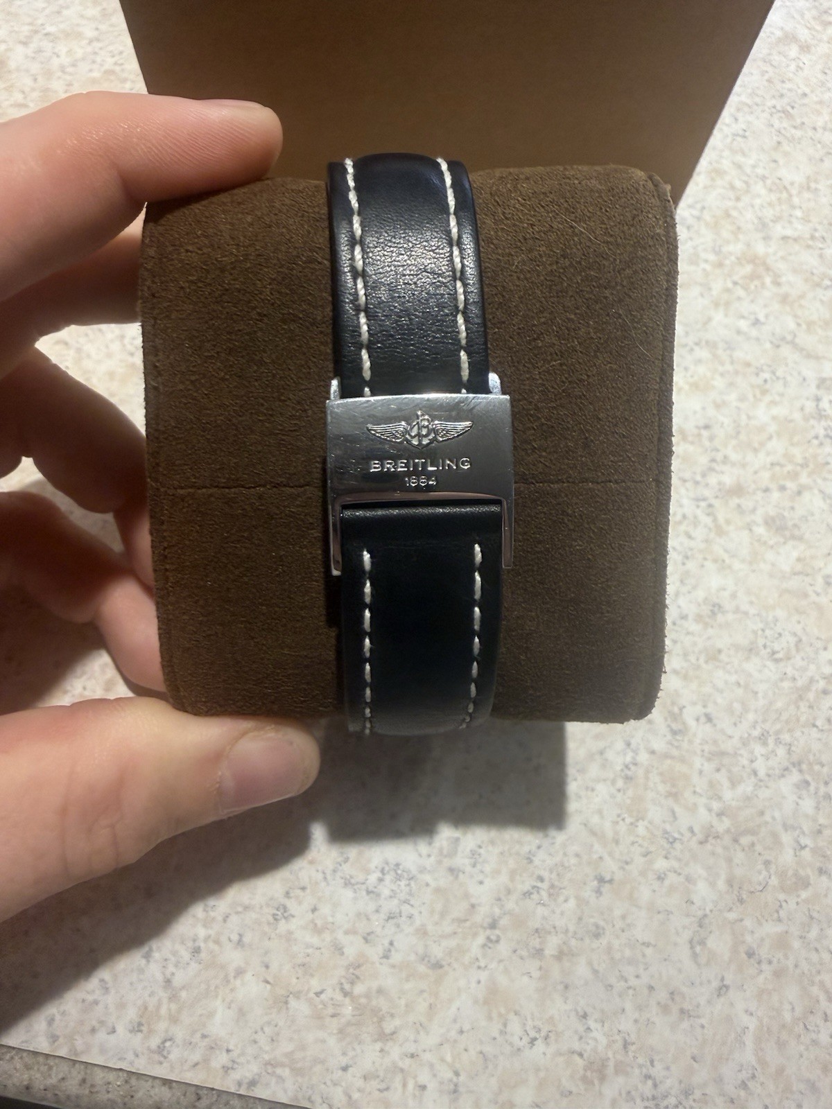Breitling Transocean Day-Date A45310 Black Dial — Runs Perfectly — Dial is Loose