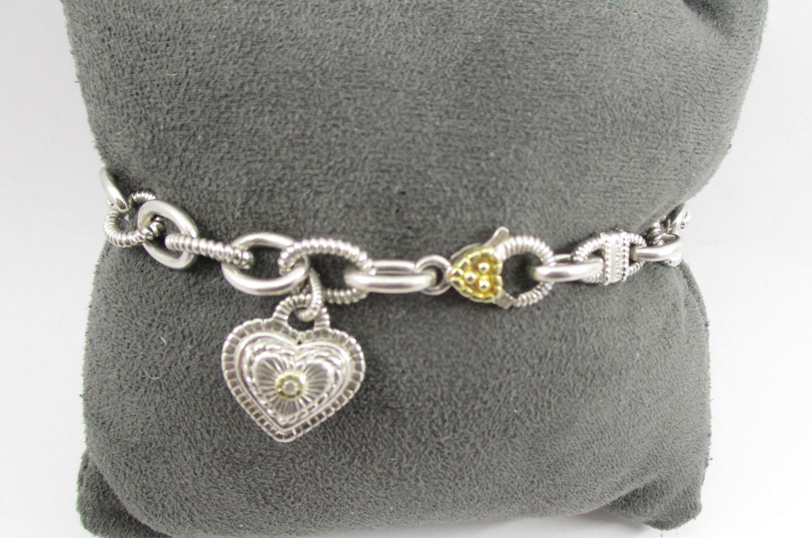 Judith Ripka 0.02CT Round Diamond Two Tone Sterling Yellow Gold Bracelet 7.25″