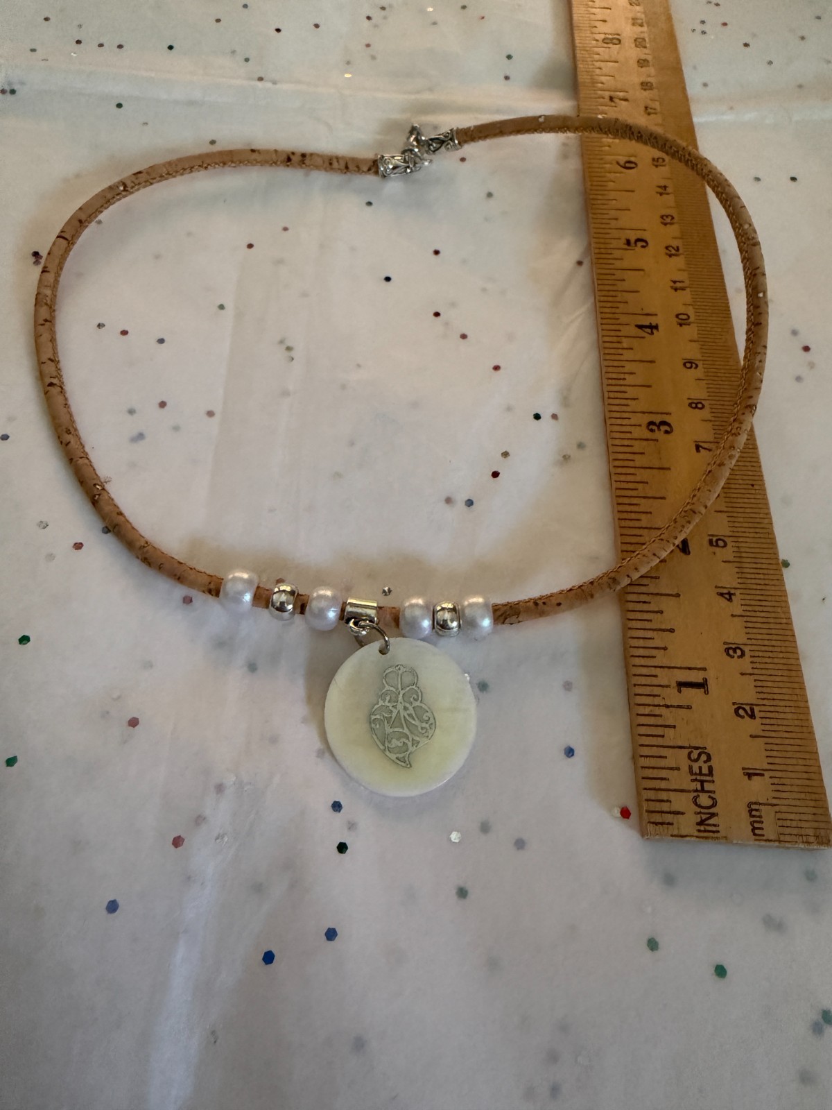 Heart of Viana Shell Pendant on Portuguese Cork Necklace 16 Inches Portugal
