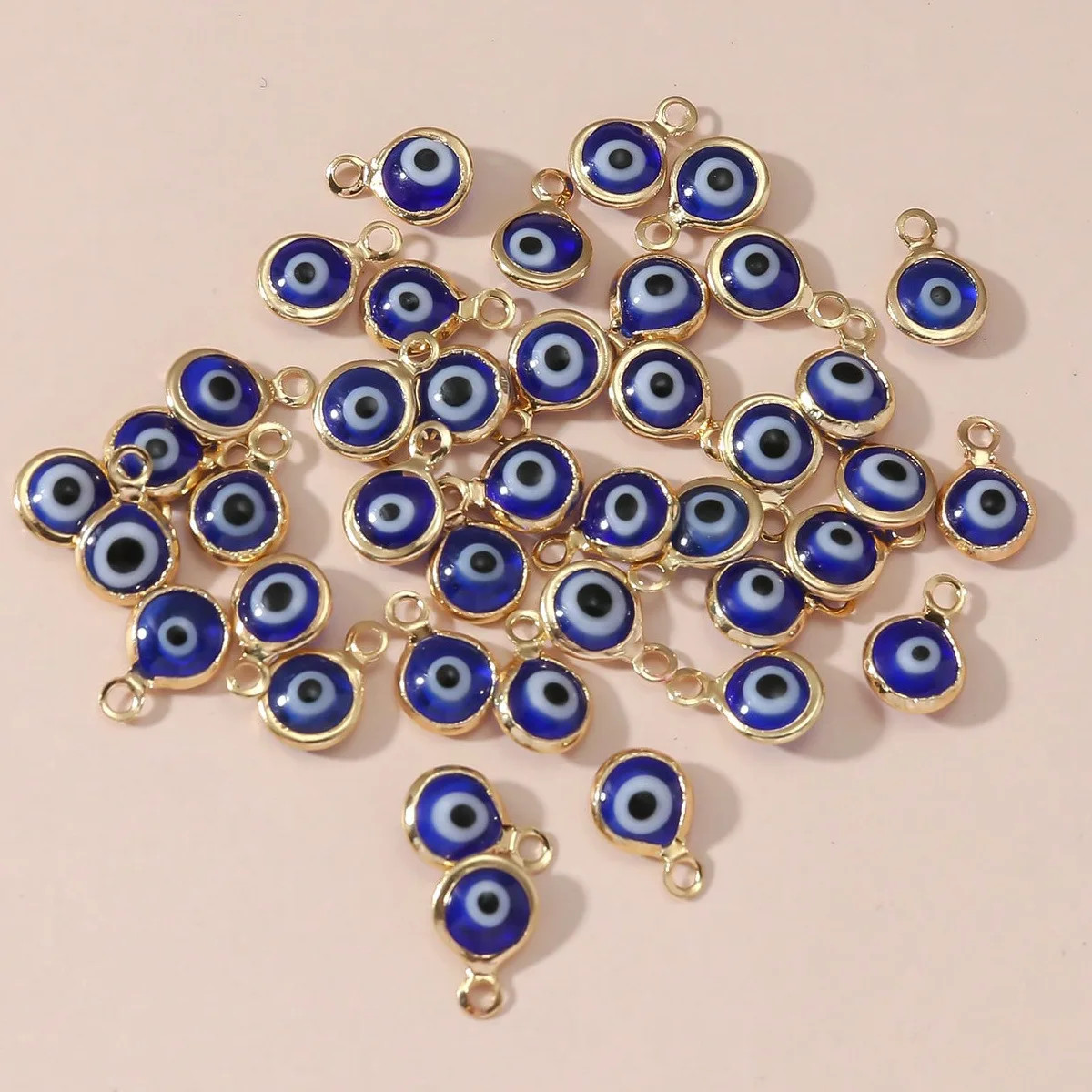 40Pcs/Lot LUCKY EYE Turkey Evil Eye Gold /Silver Color Tone Charms Connectors Be