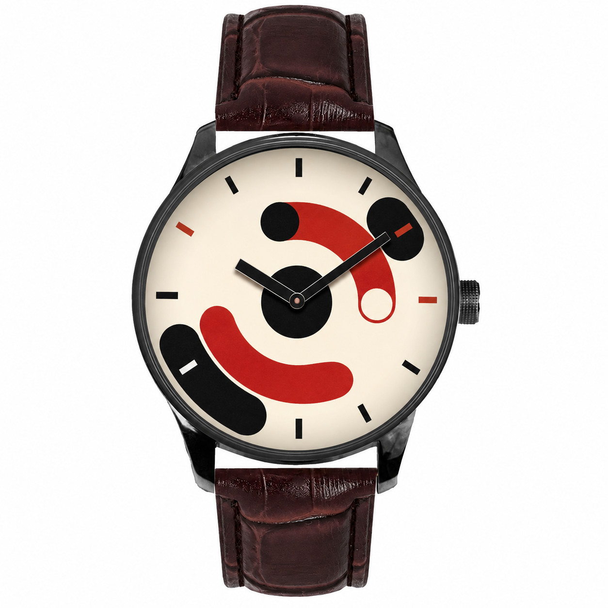 Minimalist de Stijl / Bauhaus Dial Titanium Black Solid Brass Case 44 mm Watch