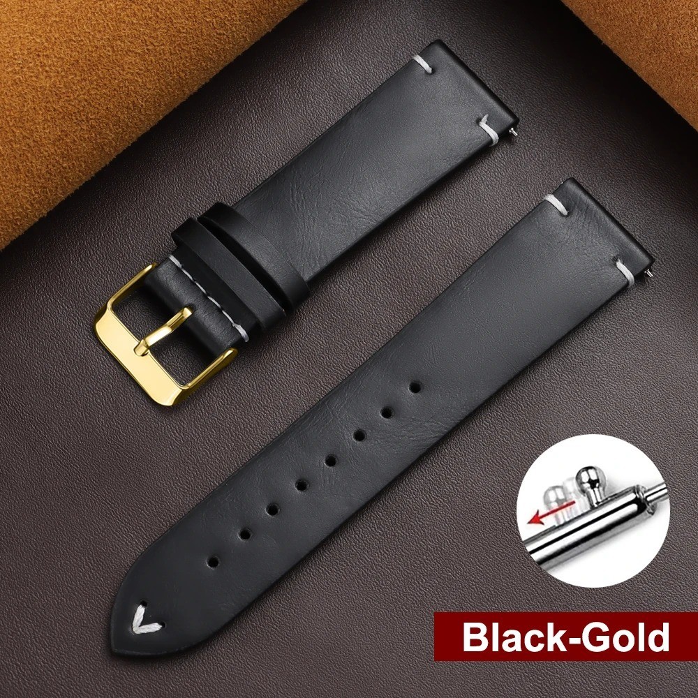 Retro Oil Wax Genuine Leather Watch Band 18 19 20 21 22 24mm Thin Cowhide Strap.