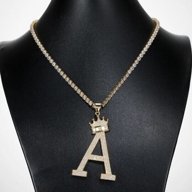 2Ct Round Simulated Diamond Custom Initial Letter Pendant 14k Yellow Gold Plated