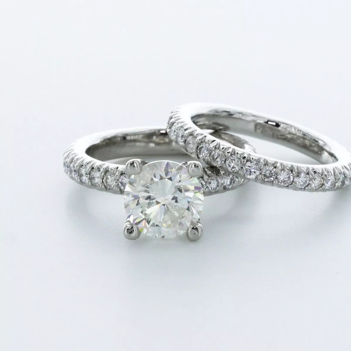 Platinum Engagement Ring Set Classic 3.75 Carat Round Lab-Grown Diamond G SI1