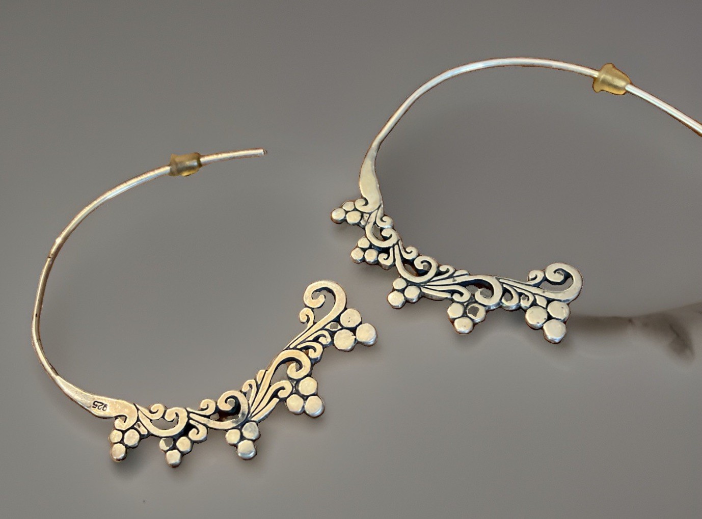 Elegant Floral Sterling Silver Threader Earrings 925