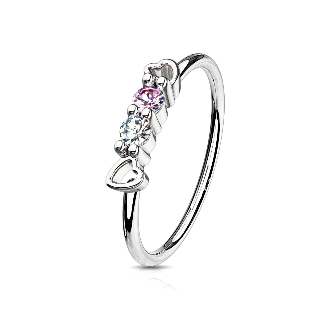 CZ Set Hearts Ear Cartilage Earrings Daith Tragus Helix Hoop Bendable Nose Ring