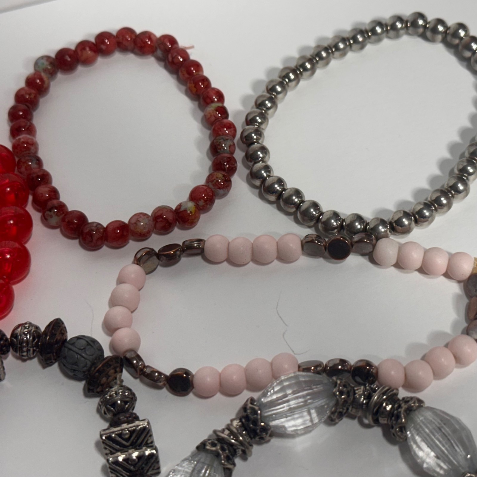 Beaded Stretch Bracelet Lot Colorful Perfect for All Ages 15 pc
