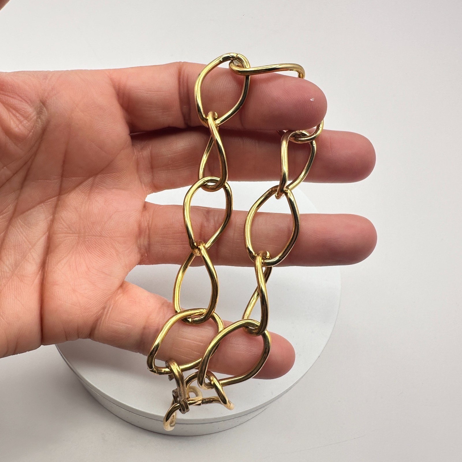 Vintage Y2K Gold Tone Organic Link Bracelet Retro Women’s Classic Jewelry