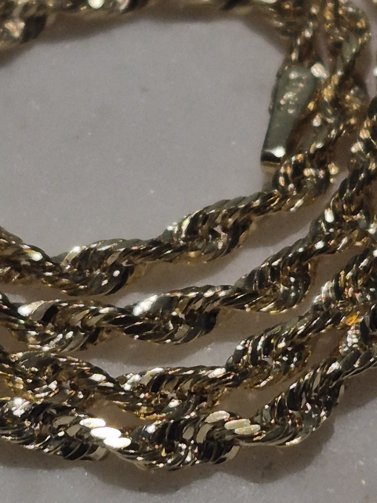 10k Solid Gold Hollow Diamond Cut Rope Chain Necklace 2.5mm 16in