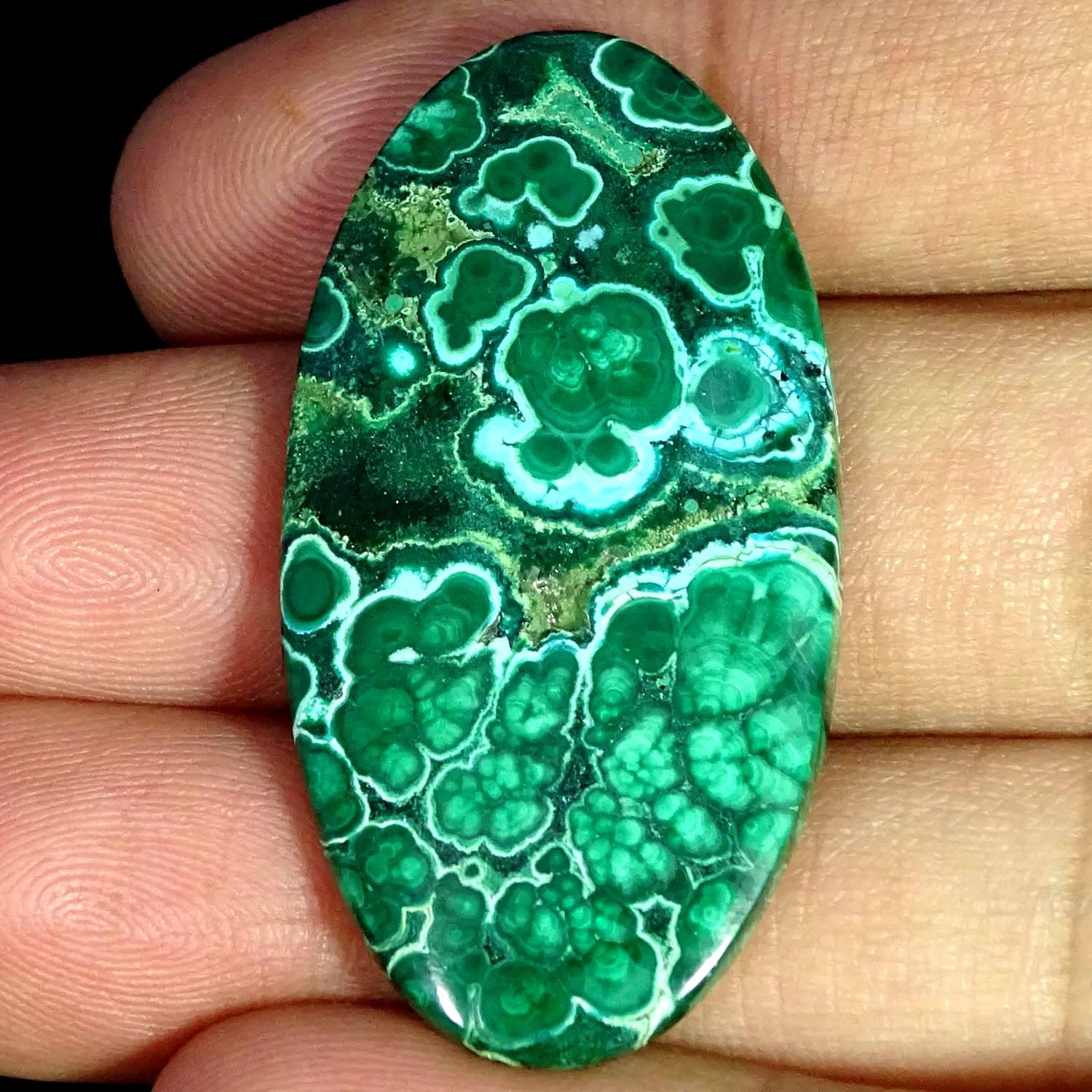 43.50Cts 100% Natural Royal Malachite Oval Cabochon Gemstone 22X42X4MM