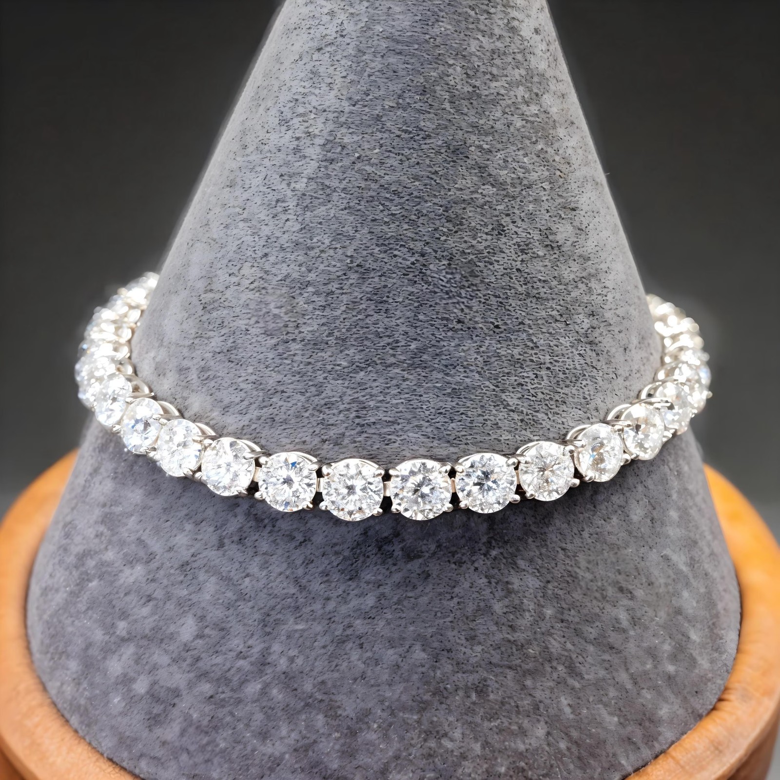 13.5ctw D-VVS1 Portuguese Cut Moissanite Tennis Bracelet, 925 Sterling Silver 7″