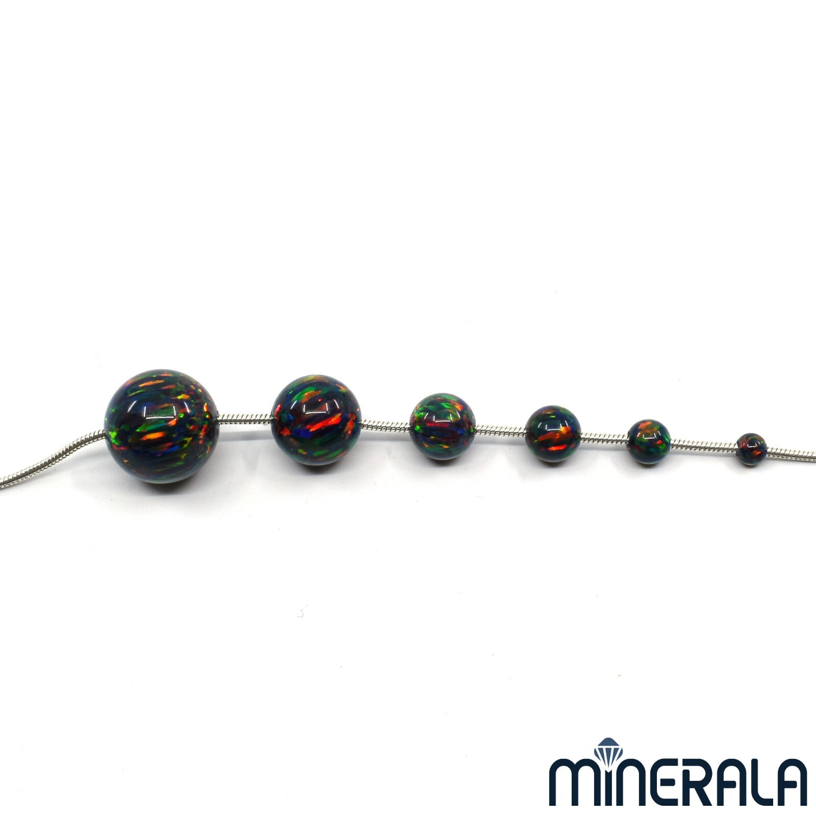 FIRE BLACK SYNTHETIC LAB CREATED OPAL FULL DRILL ROUND BEADS 3mm-10mm WP027B5