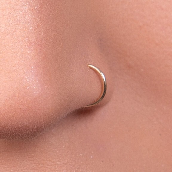 14K SOLID GOLD 20G 5/16″ BEND CLIP OPEN HOOP RING EAR NOSE TRAGUS LIP HELIX