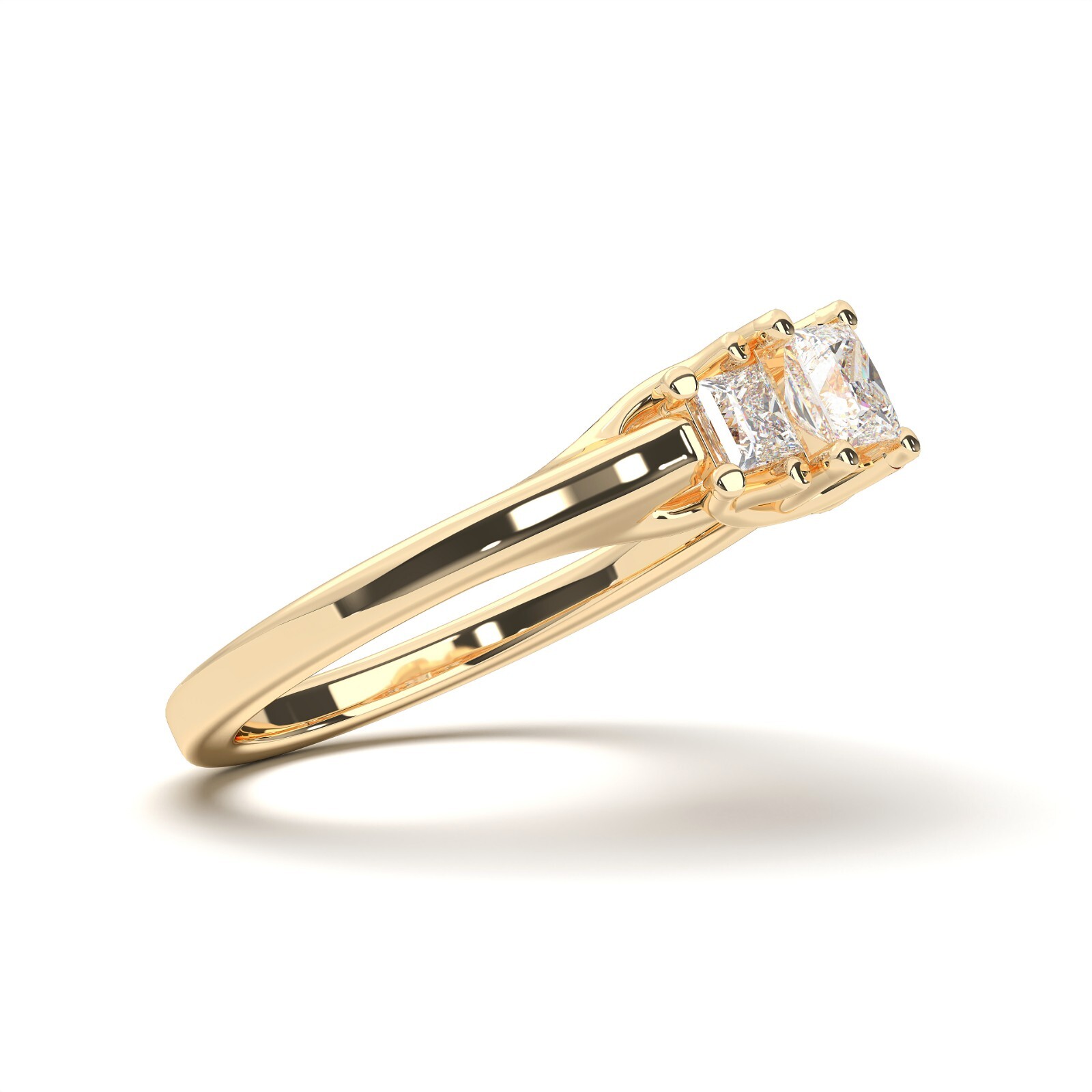 0.60Ct Princess Cut Moissanite 3 Stone Engagement Ring in 10K Gold for Women