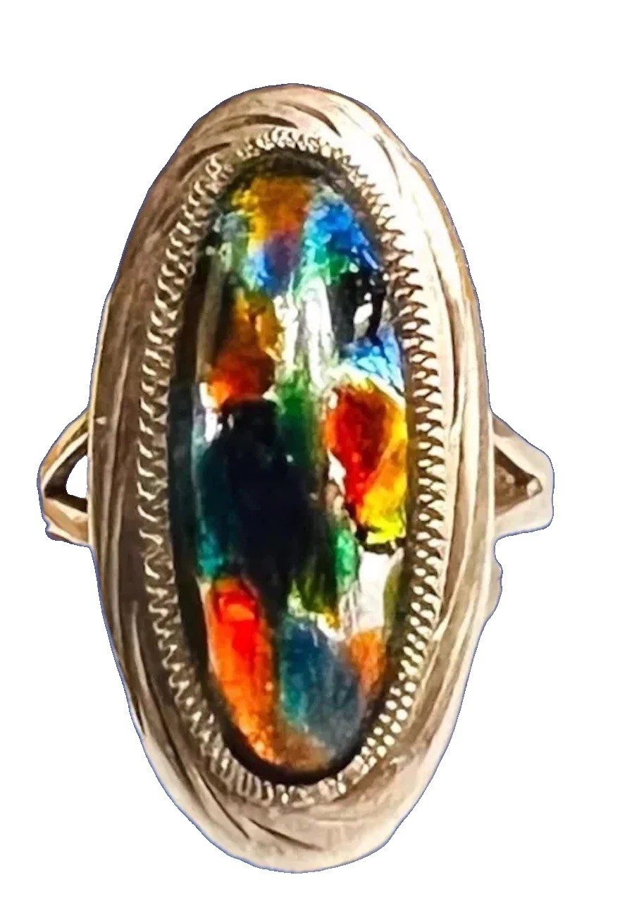 Vtg Mexico JLR Sterling Silver Dichroic Art Glass Ring Sz 6 BEAUTIFUL!!