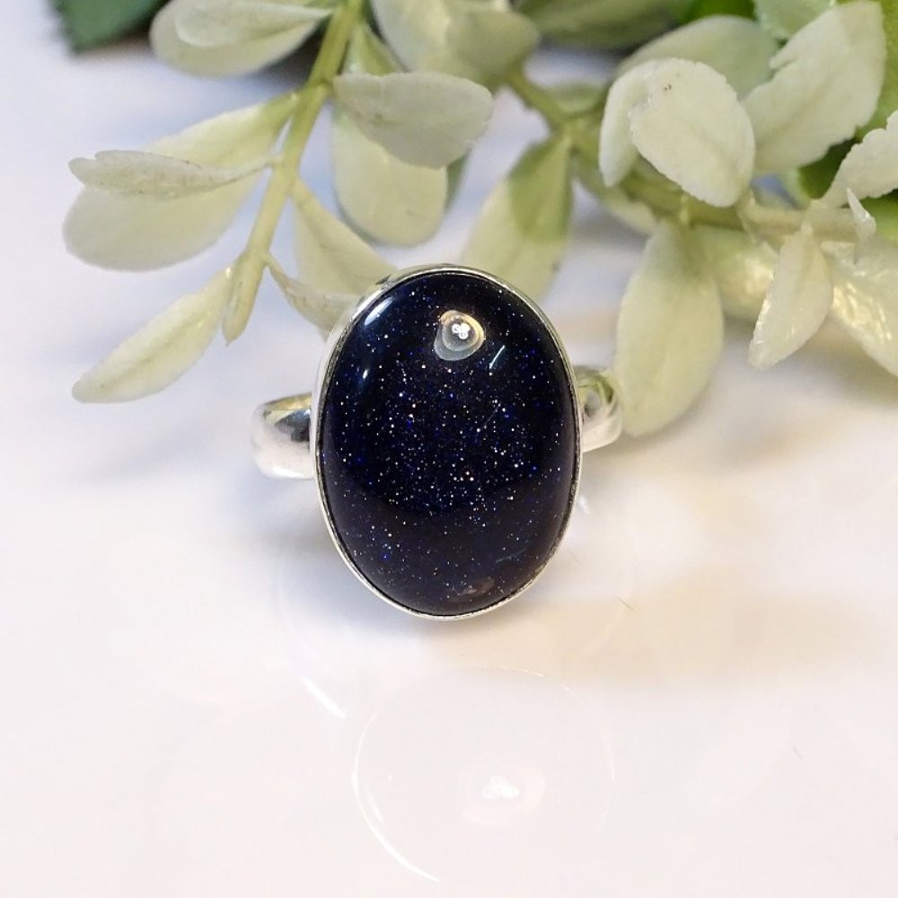 Blue Sun Sitara 925 Sterling Silver Oval Gemstone Gift Jewelry Ring 10″ PG 2942