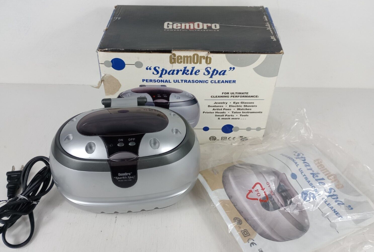 Gemoro Sparkle Spa Model SS-1780 Ultrasonic Jewelry Cleaner Tested 1 pint