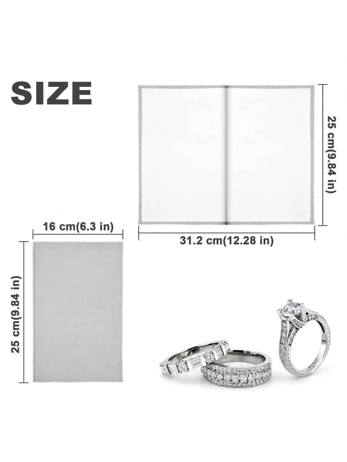 XL 14×11″ Silver Jewelry cleaning Cloths – Clean 925 Silver, Jewelry