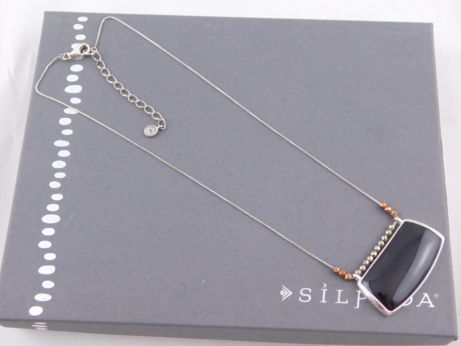 NEW Silpada Sterling Silver Brass Copper Pyrite Agate “SABLE” Necklace N3436