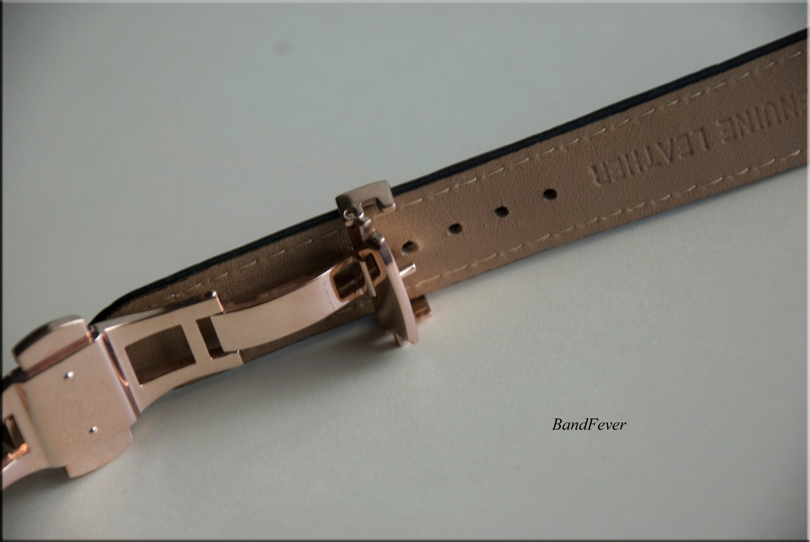 18mm Rose Gold Butterfly Deployant Buckle Double Push Spring Watchband Clasp