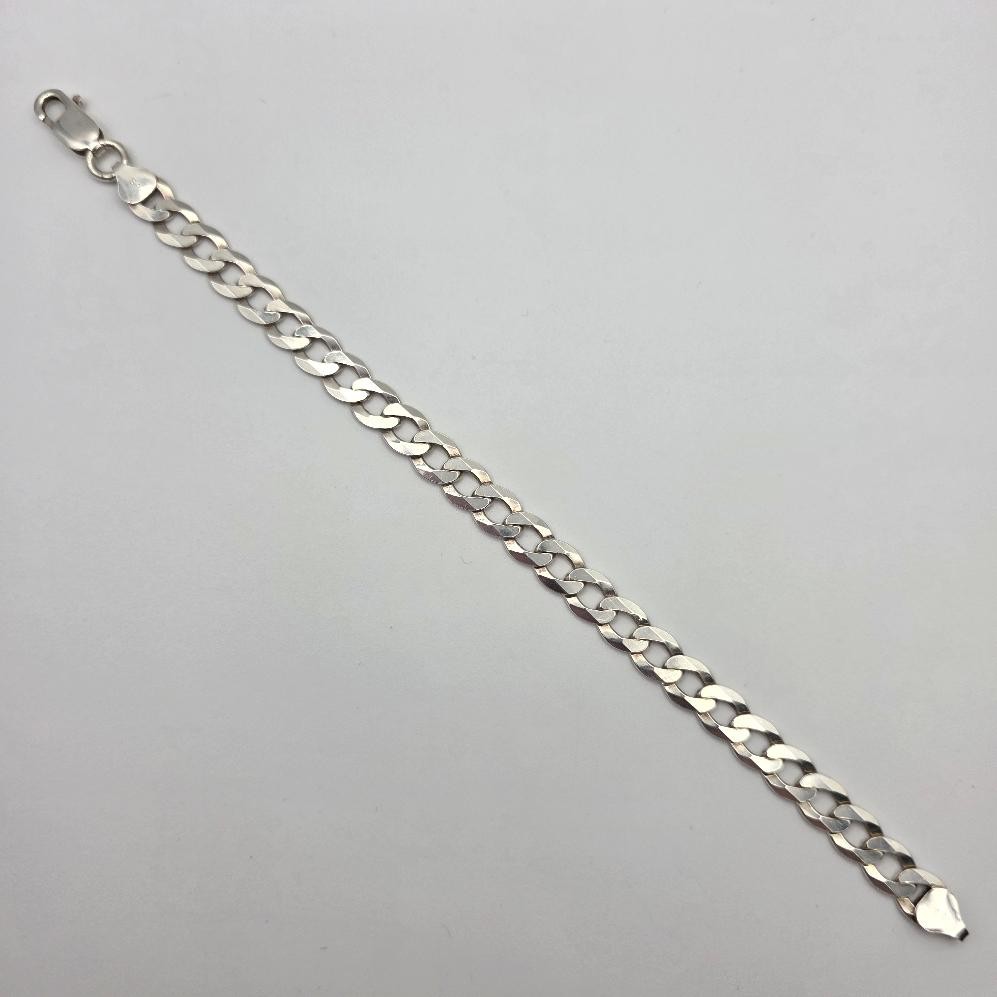 SAC 8″ 925 Sterling Silver 7.5mm Diamond-Cut Curb Link Chain Bracelet ITALY