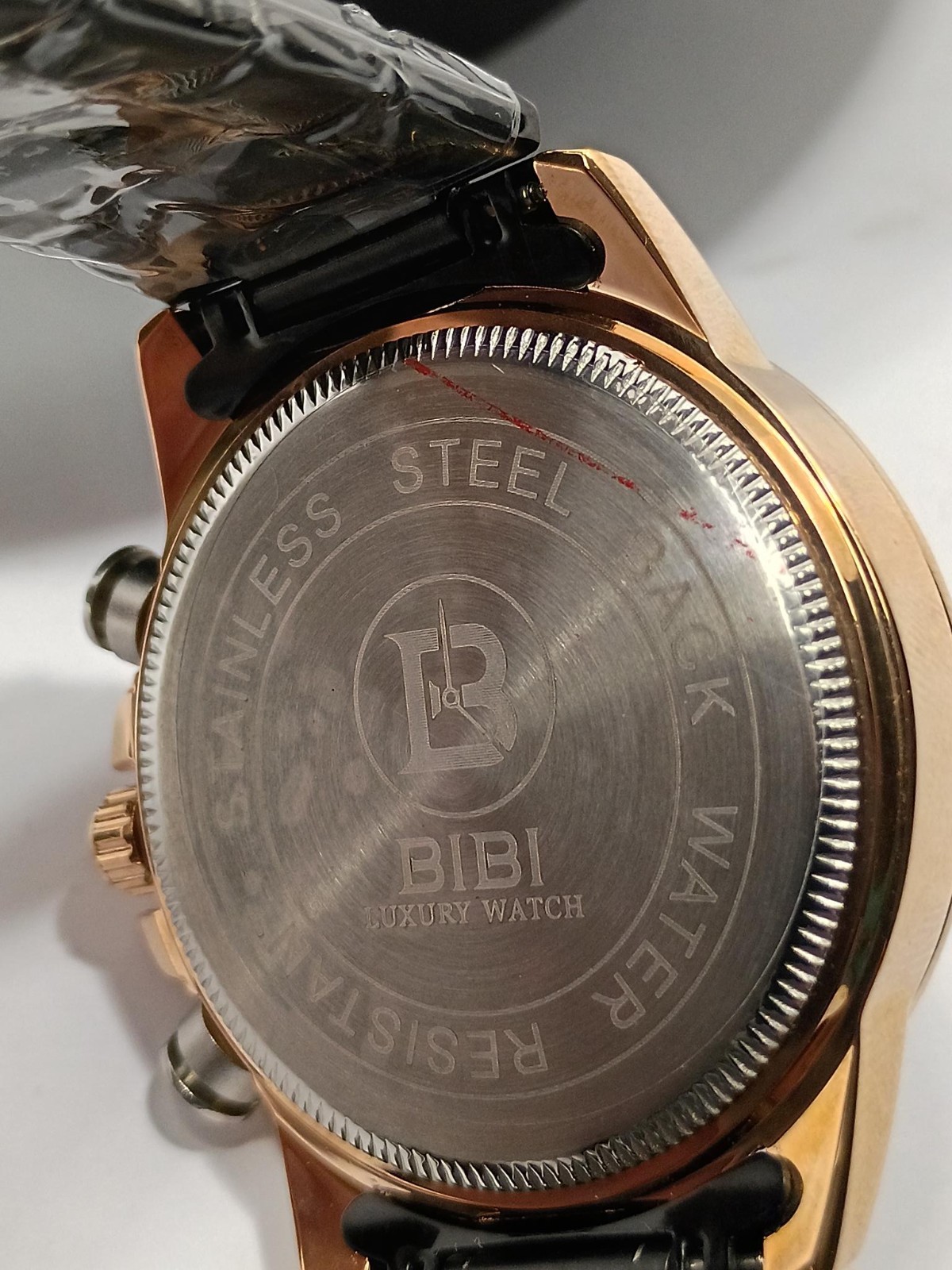 New BIBI Men’s Chronograph Quartz in box fashion black/goldl wristwatch Bracelet