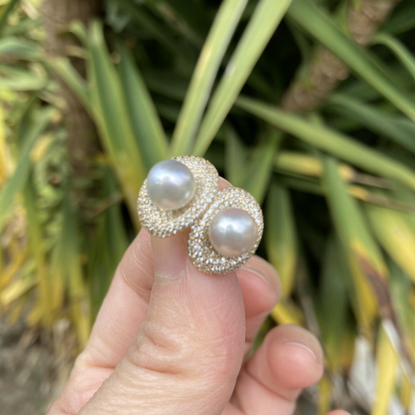 7-7.5mm AAAA+ Akoya seawater Grey Pearl Sterling silver S925 stud 14.9x11mm #192