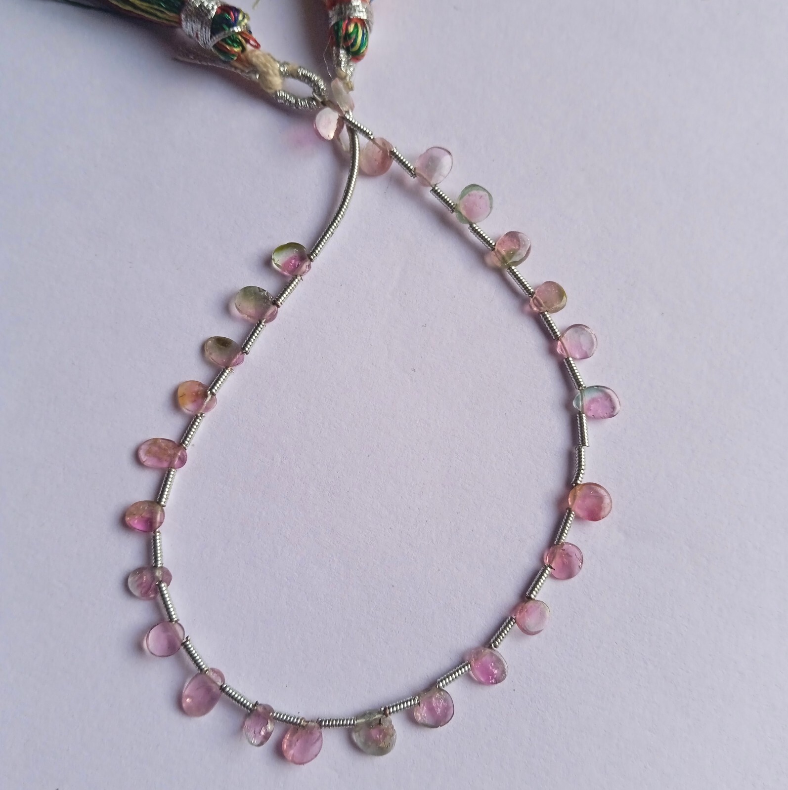 15 Carat Natural Top Bi Tourmaline Slice Beads 8 Inch For Jewelry