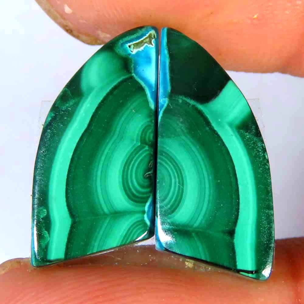 13.90Cts.100%Natural Chrysocolla Malachite Fancy Matched Pair 8x17x3mm Gemstone